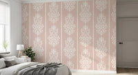 Blush Damask Striped Motif Wallpaper⁠