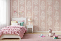 Blush Damask Striped Motif Wallpaper⁠