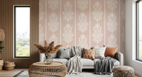 Blush Damask Striped Motif Wallpaper⁠