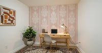 Blush Damask Striped Motif Wallpaper⁠