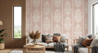 Blush Damask Striped Motif Wallpaper⁠