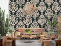 Creamy Damask Flora Wallpaper⁠