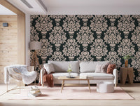 Creamy Damask Flora Wallpaper⁠
