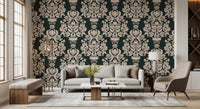 Creamy Damask Flora Wallpaper⁠