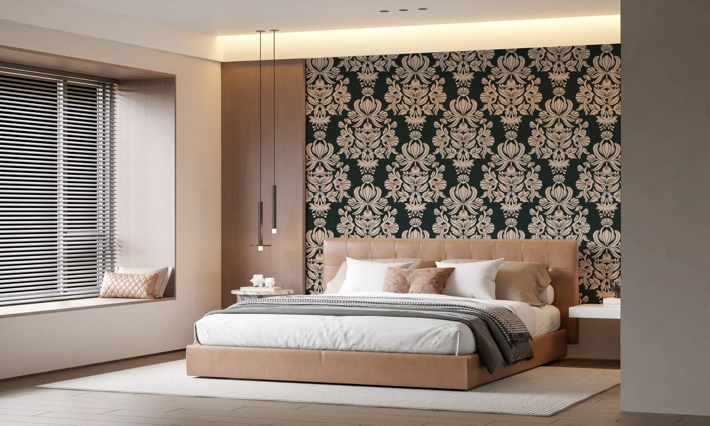 Creamy Damask Flora Wallpaper⁠