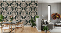 Creamy Damask Flora Wallpaper⁠