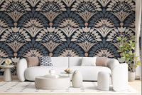 Modern Botanical Fan Arcs Wallpaper⁠