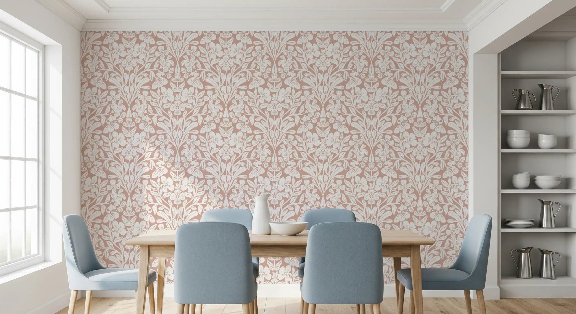 Vintage Blush Floral Damask Wallpaper⁠