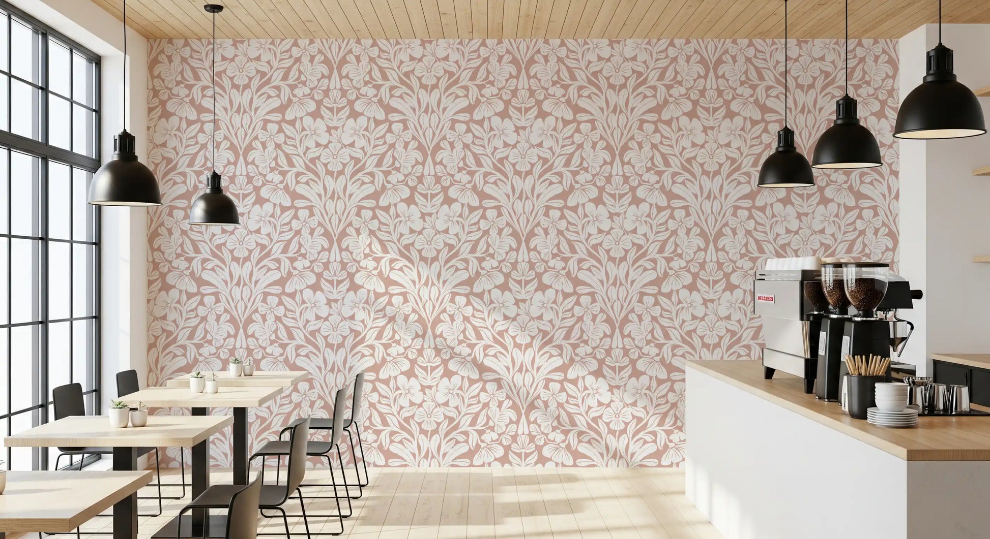 Vintage Blush Floral Damask Wallpaper⁠