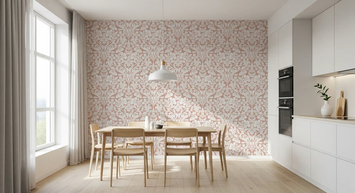Vintage Blush Floral Damask Wallpaper⁠