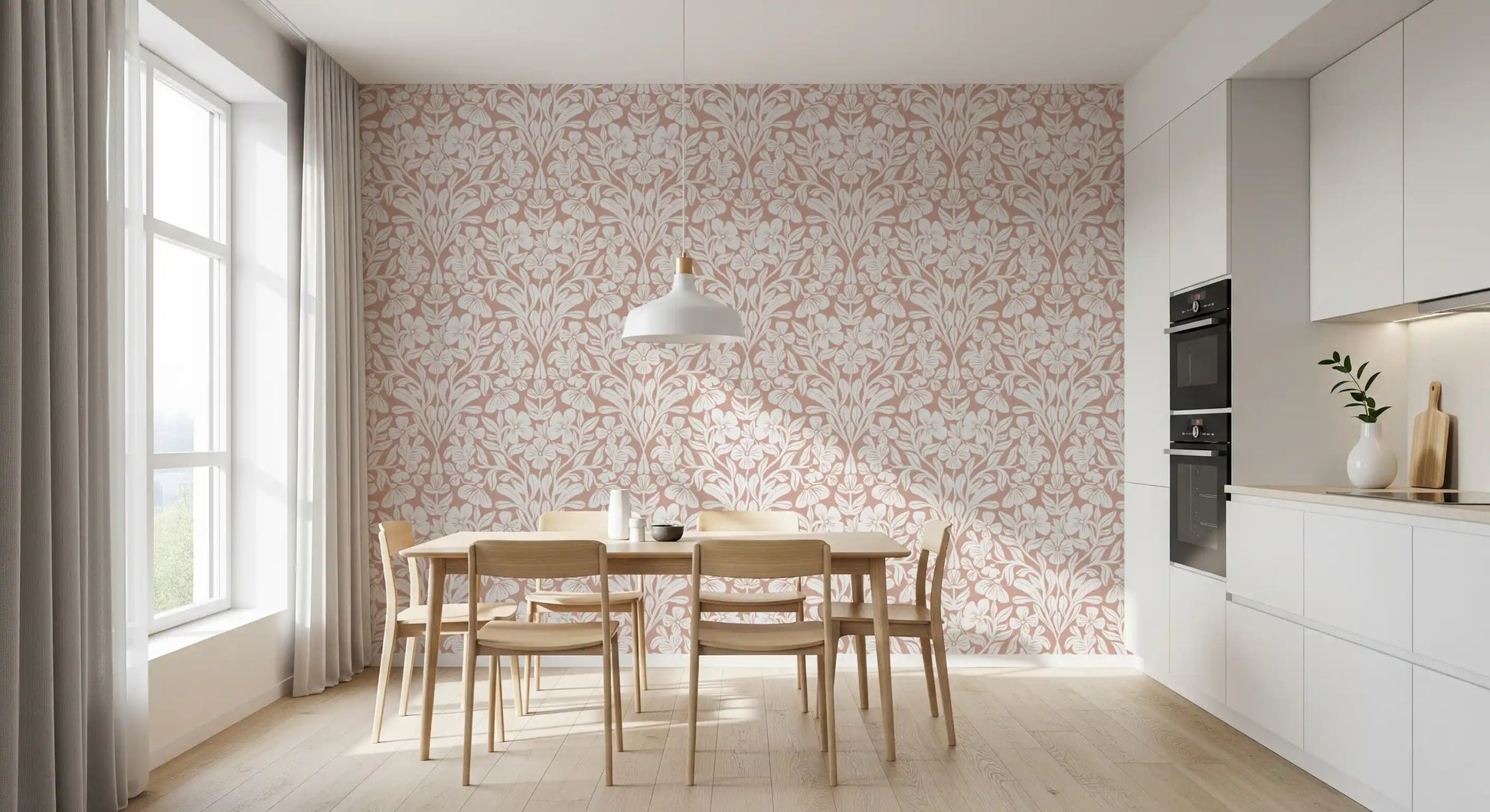 Vintage Blush Floral Damask Wallpaper⁠