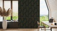 Golden Fern Botanical Pattern Wallpaper⁠