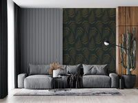 Golden Fern Botanical Pattern Wallpaper⁠