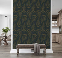 Golden Fern Botanical Pattern Wallpaper⁠