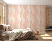 Soft Blush Wavy Stripes Wallpaper⁠