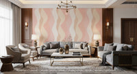 Soft Blush Wavy Stripes Wallpaper⁠