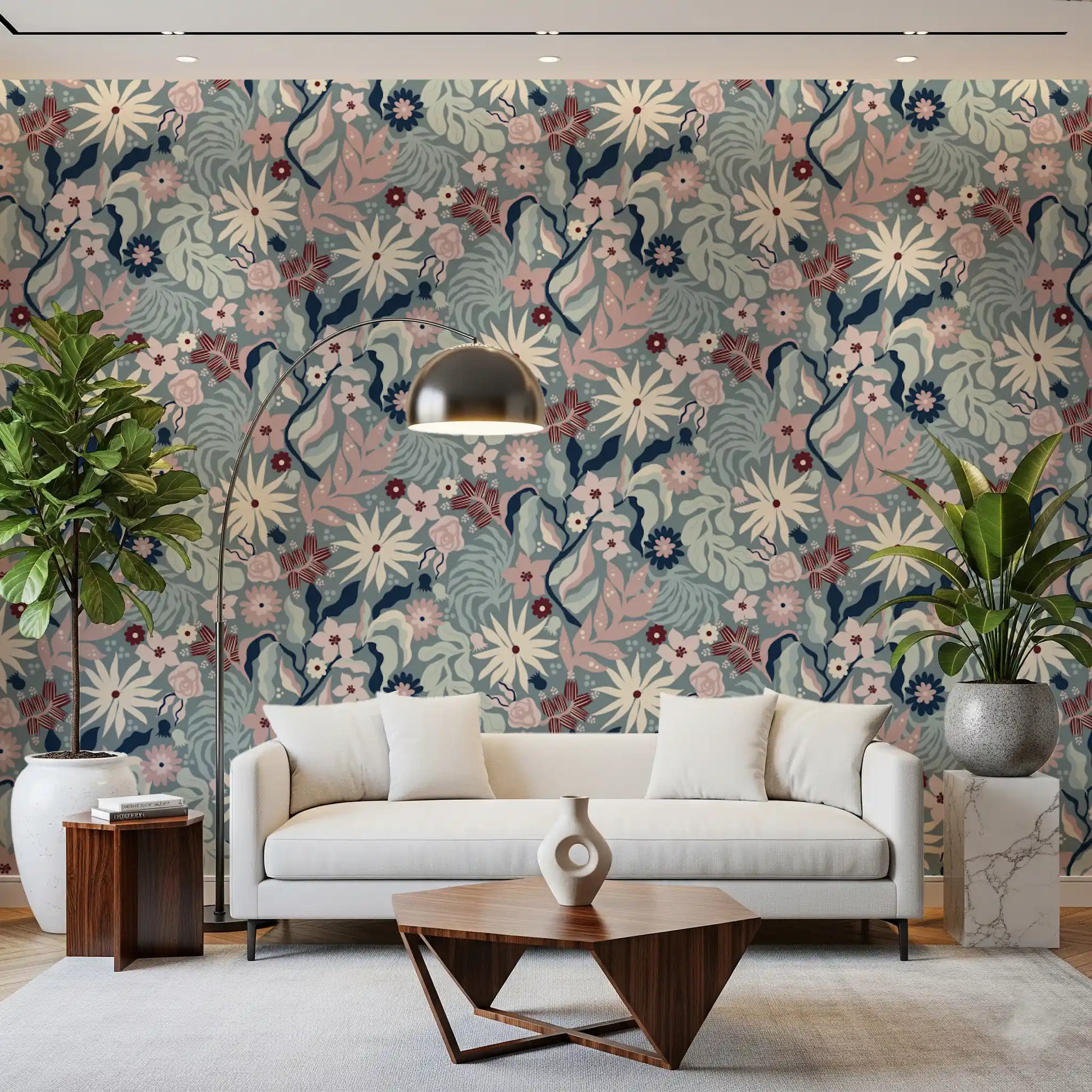 Muted Floral Garden Flora Wallpaper⁠