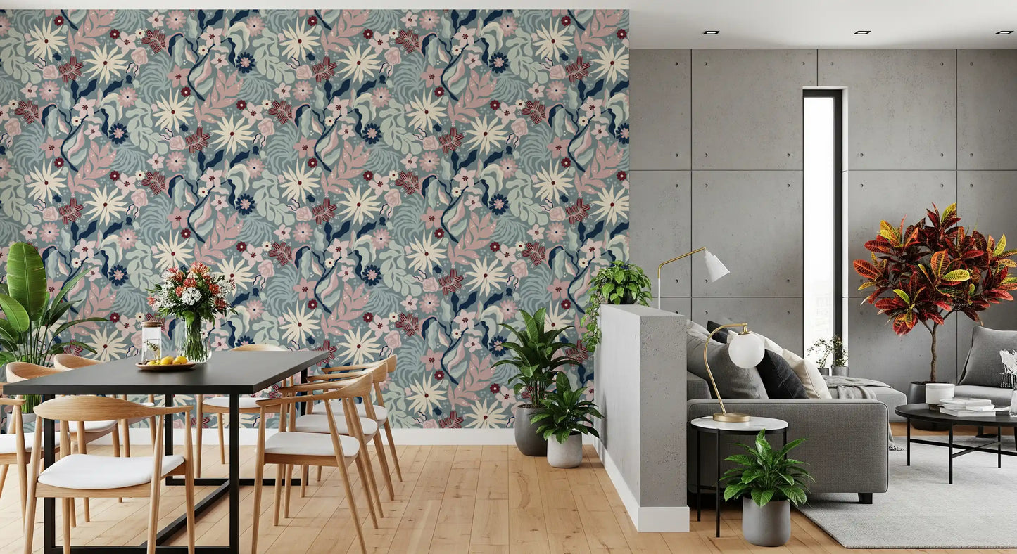 Muted Floral Garden Flora Wallpaper⁠