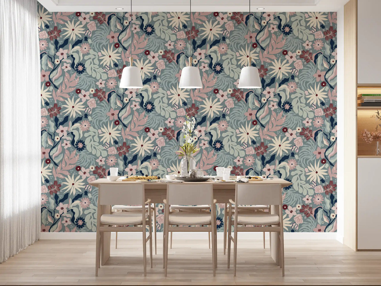 Muted Floral Garden Flora Wallpaper⁠