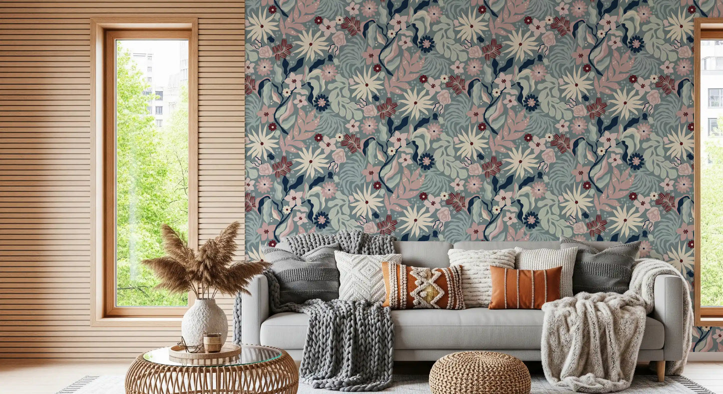 Muted Floral Garden Flora Wallpaper⁠