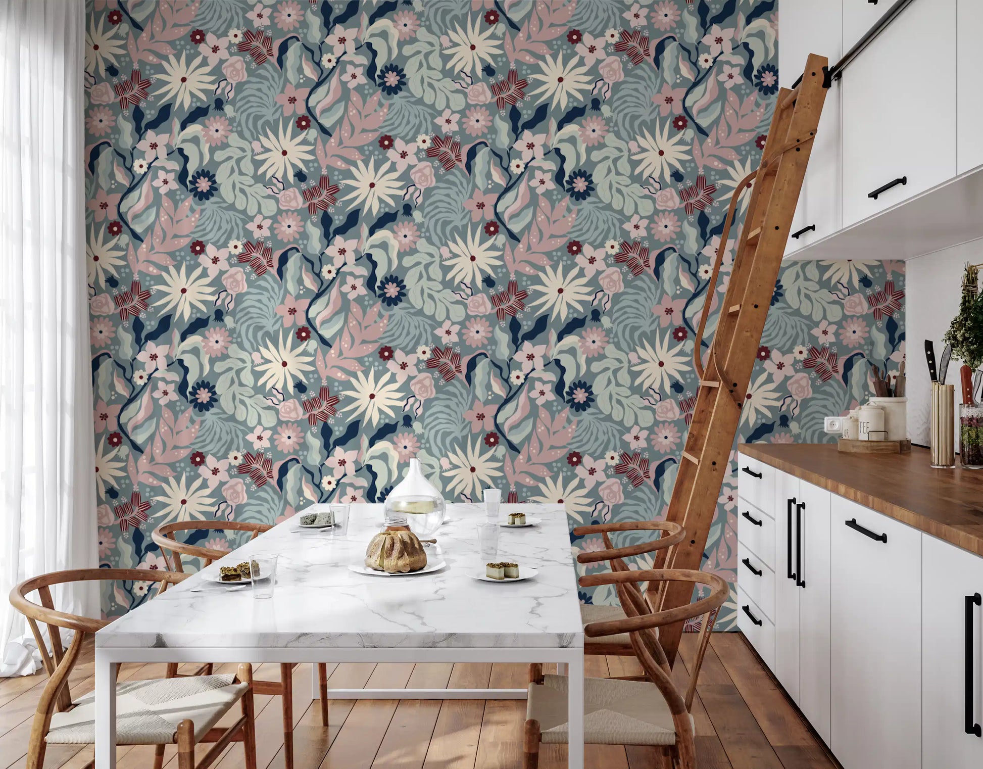 Muted Floral Garden Flora Wallpaper⁠