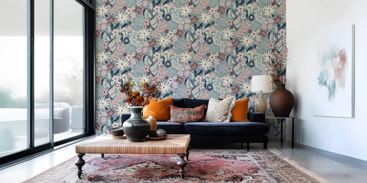 Muted Floral Garden Flora Wallpaper⁠