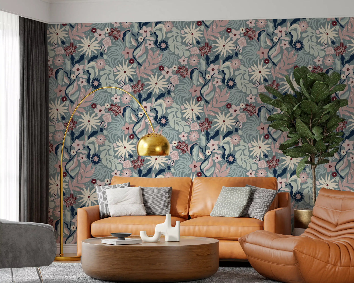 Muted Floral Garden Flora Wallpaper⁠