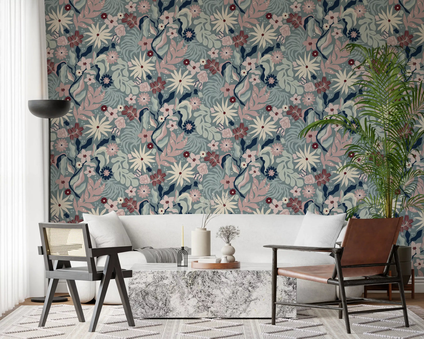 Muted Floral Garden Flora Wallpaper⁠