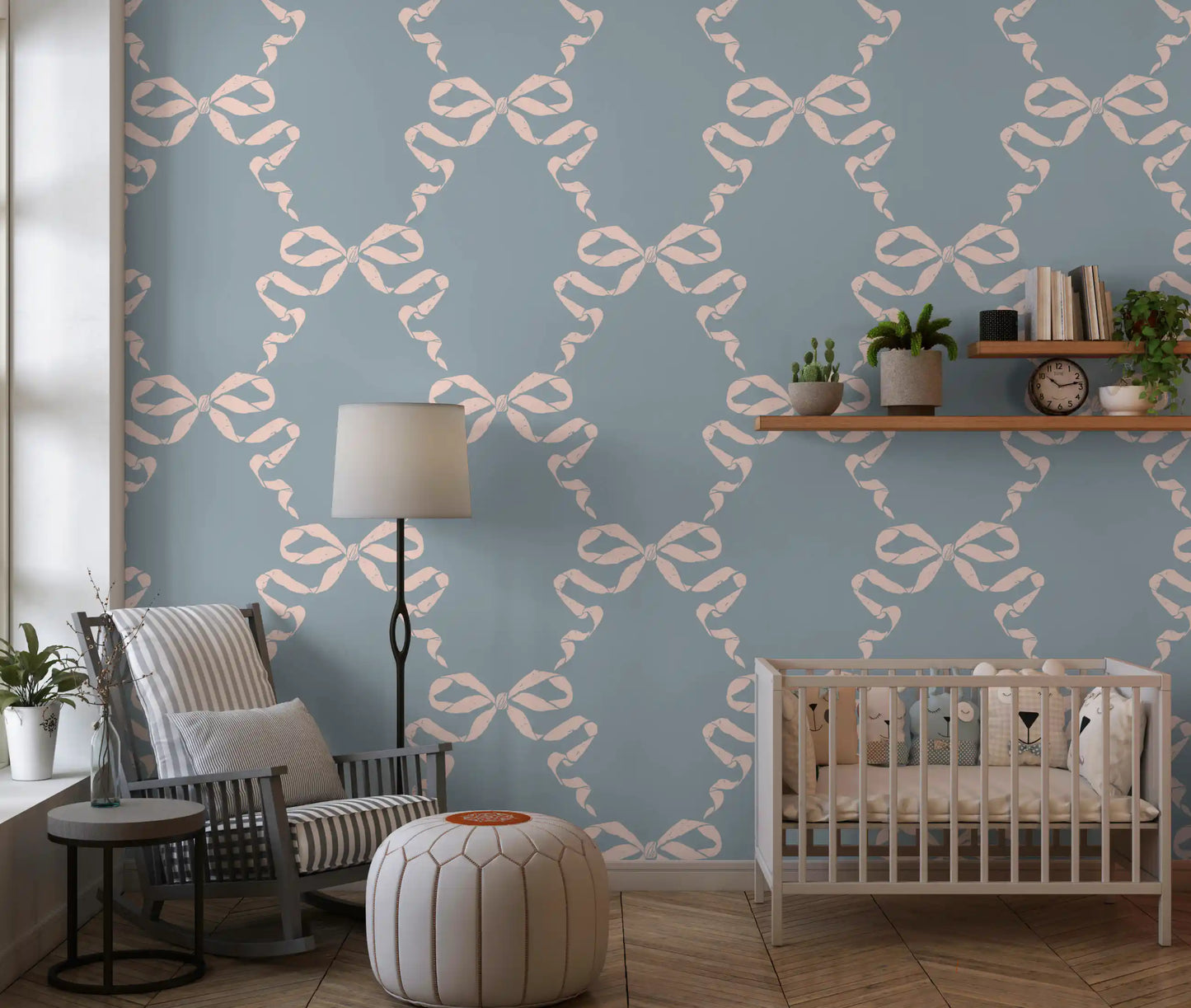 Vintage Pastel Bow Print Wallpaper⁠