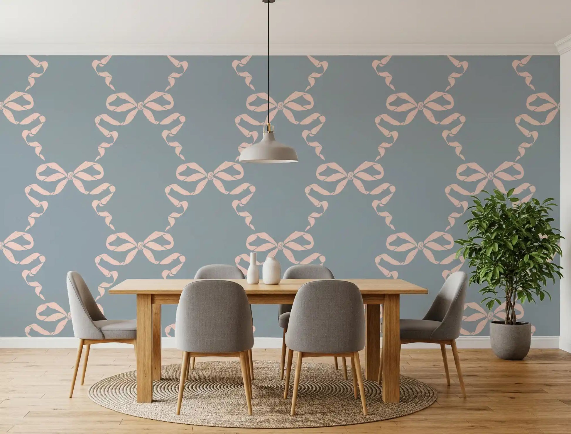 Vintage Pastel Bow Print Wallpaper⁠