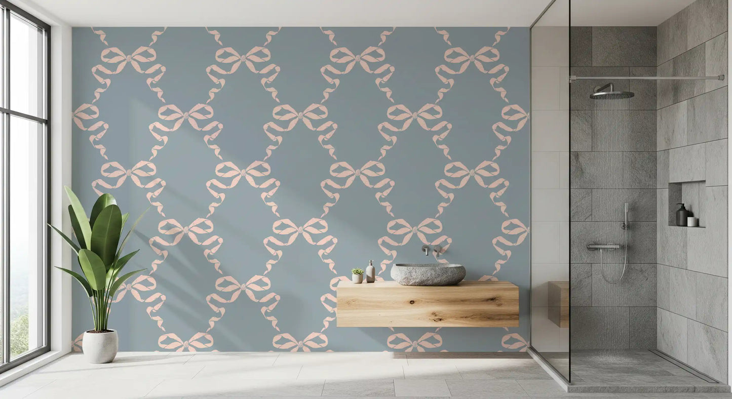 Vintage Pastel Bow Print Wallpaper⁠