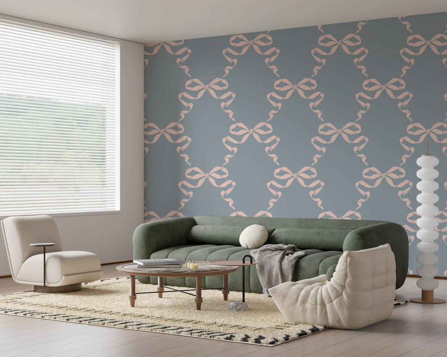Vintage Pastel Bow Print Wallpaper⁠