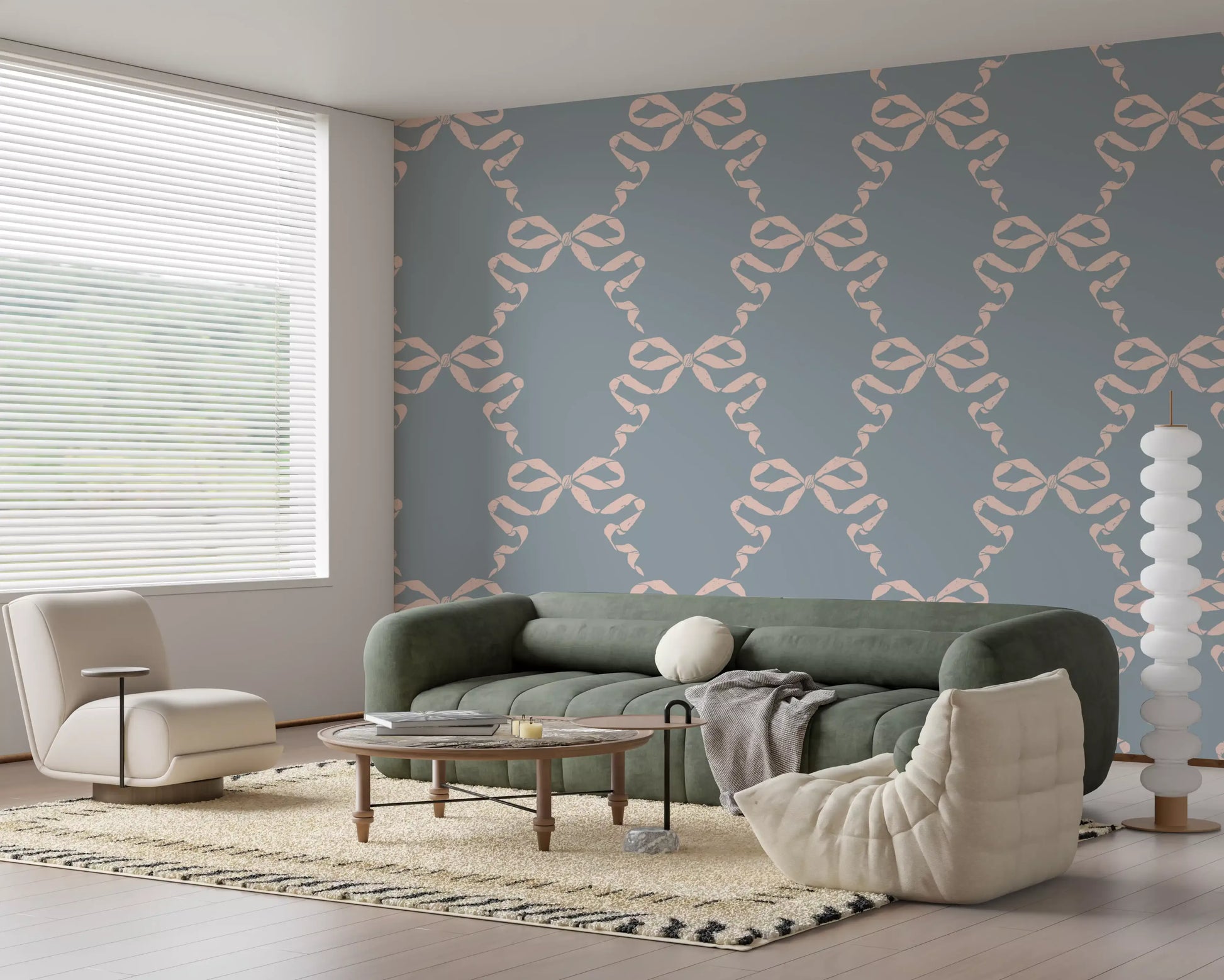 Vintage Pastel Bow Print Wallpaper⁠