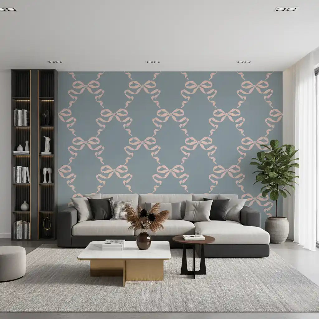 Vintage Pastel Bow Print Wallpaper⁠