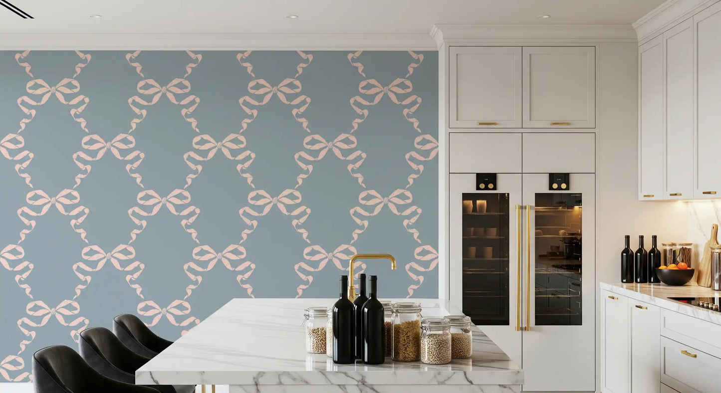 Vintage Pastel Bow Print Wallpaper⁠
