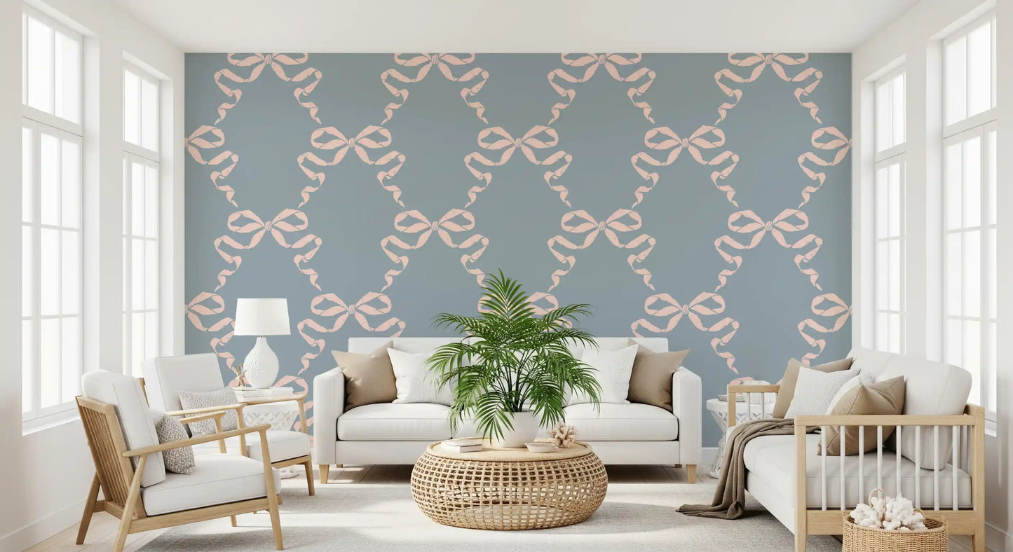 Vintage Pastel Bow Print Wallpaper⁠