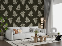 Minimalist Woodland Leaf Motif Wallpaper⁠
