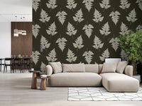 Minimalist Woodland Leaf Motif Wallpaper⁠