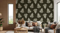 Minimalist Woodland Leaf Motif Wallpaper⁠