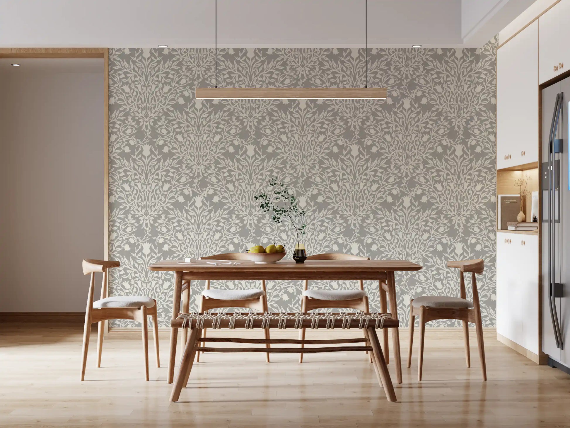 Heritage Damask Botanical Wallpaper⁠