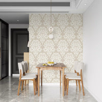 Organic Cream Leaf Motif Wallpaper⁠