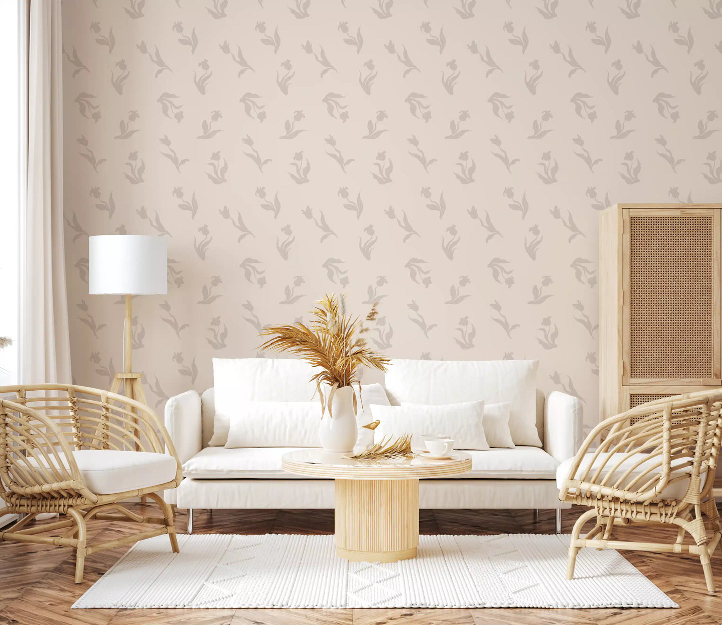 Minimalist Tulip Brushstroke Pattern Wallpaper⁠