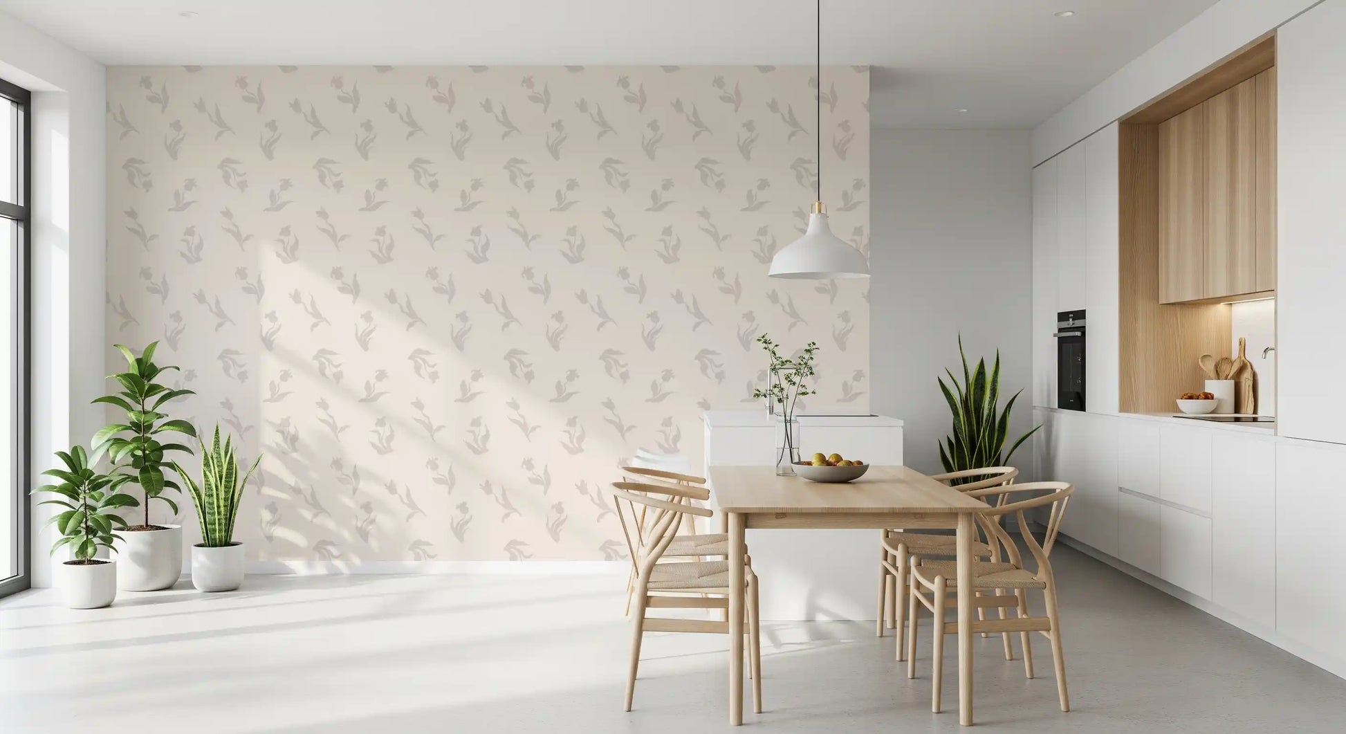 Minimalist Tulip Brushstroke Pattern Wallpaper⁠