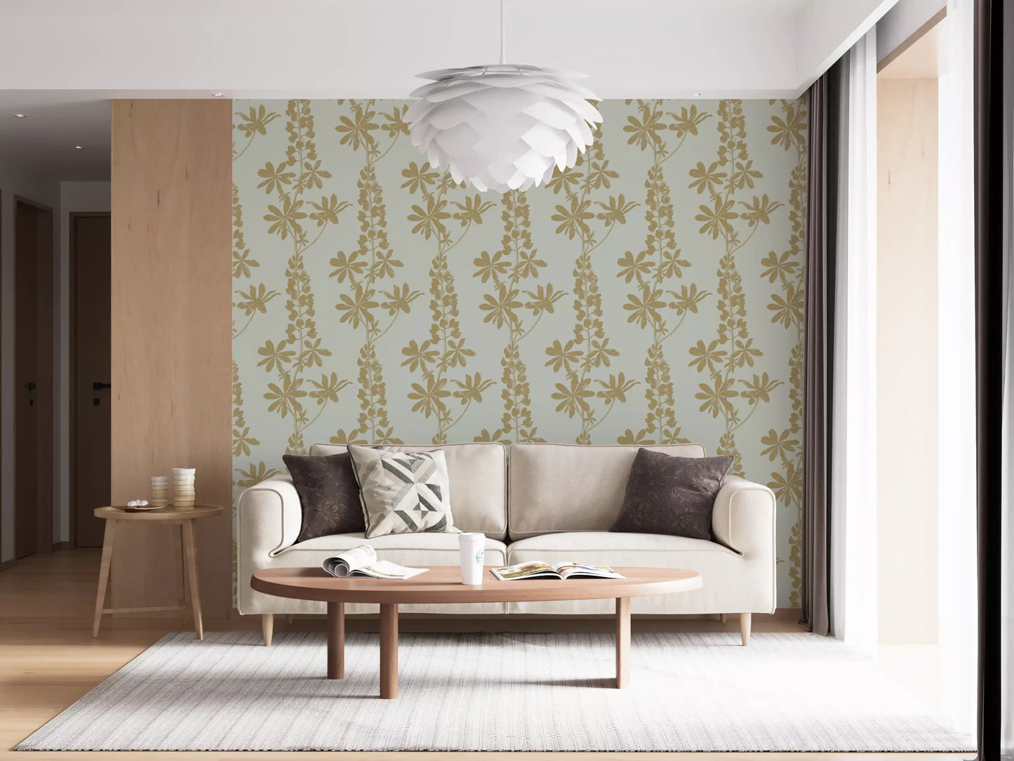 Vintage Botanical Lupine Sketch Wallpaper⁠
