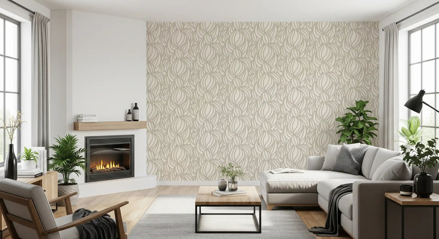 Cream Swirl Geometric Wallpaper⁠