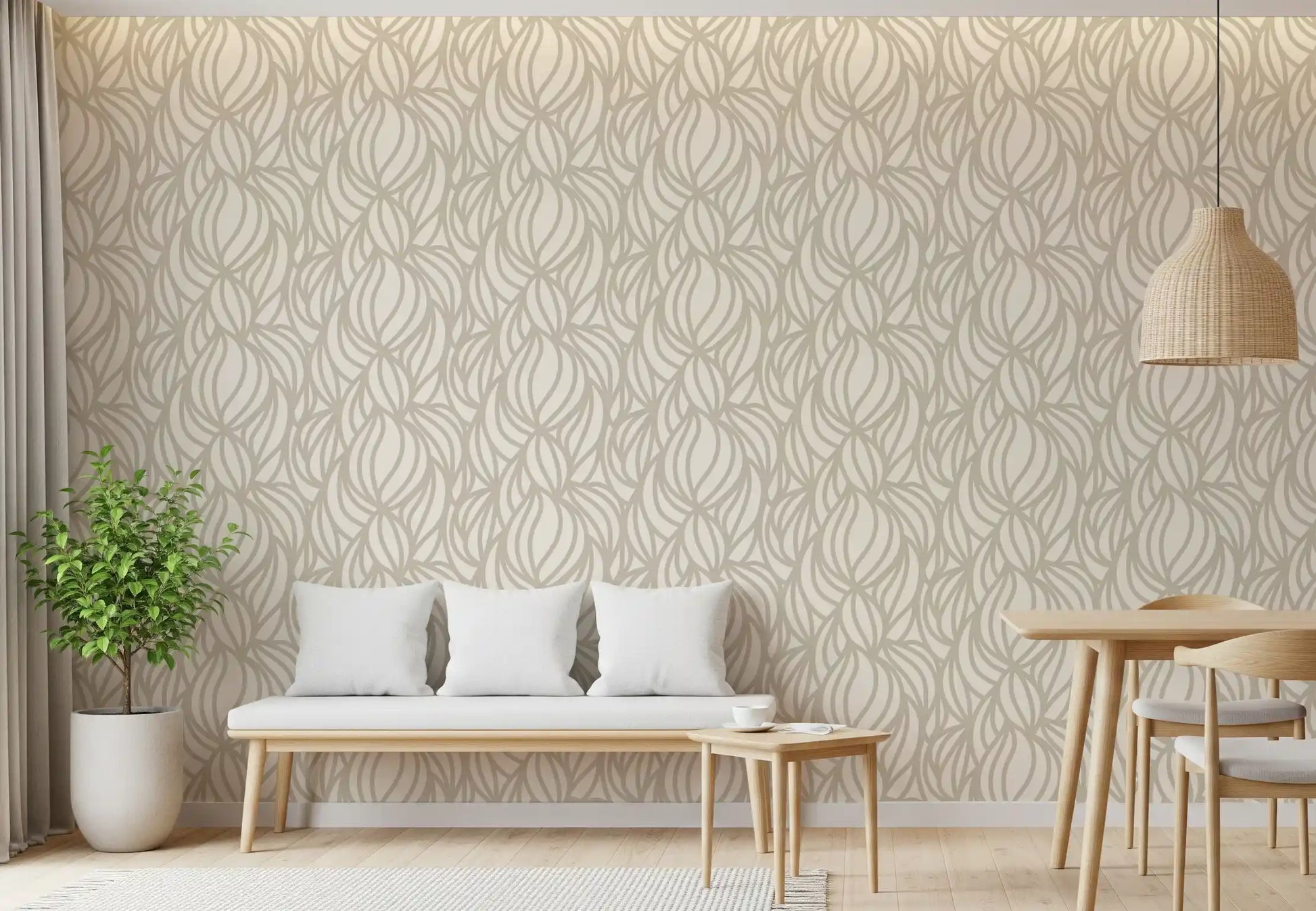 Cream Swirl Geometric Wallpaper⁠