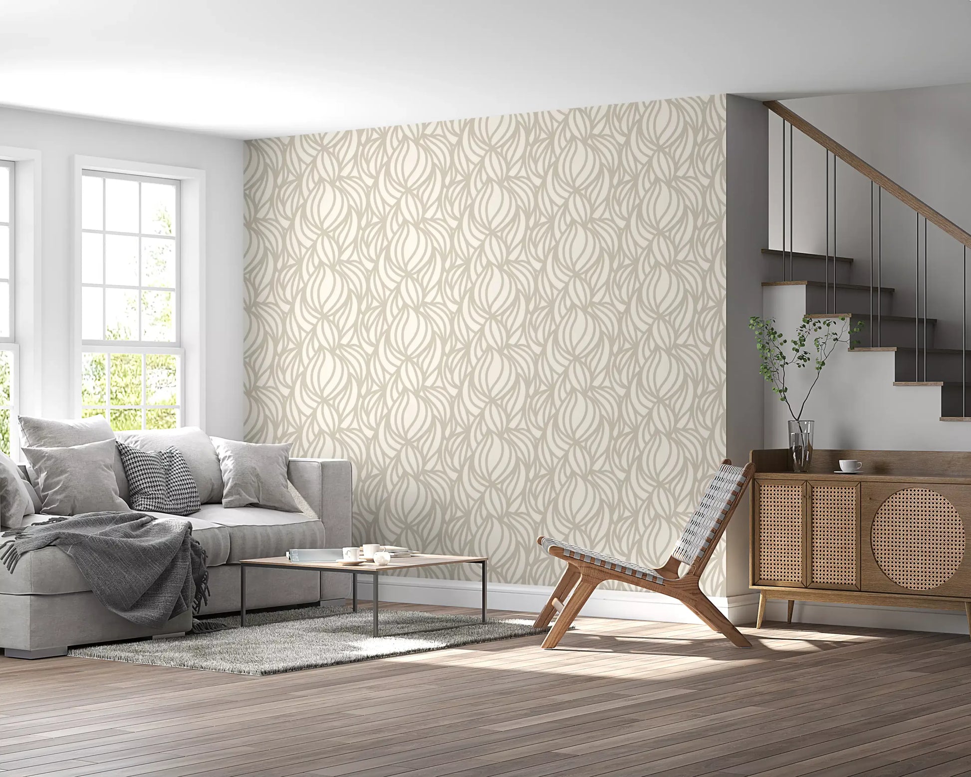 Cream Swirl Geometric Wallpaper⁠