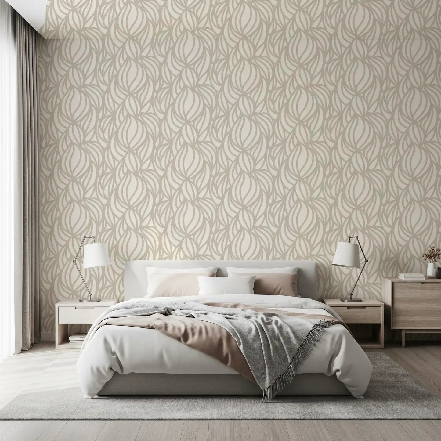 Cream Swirl Geometric Wallpaper⁠