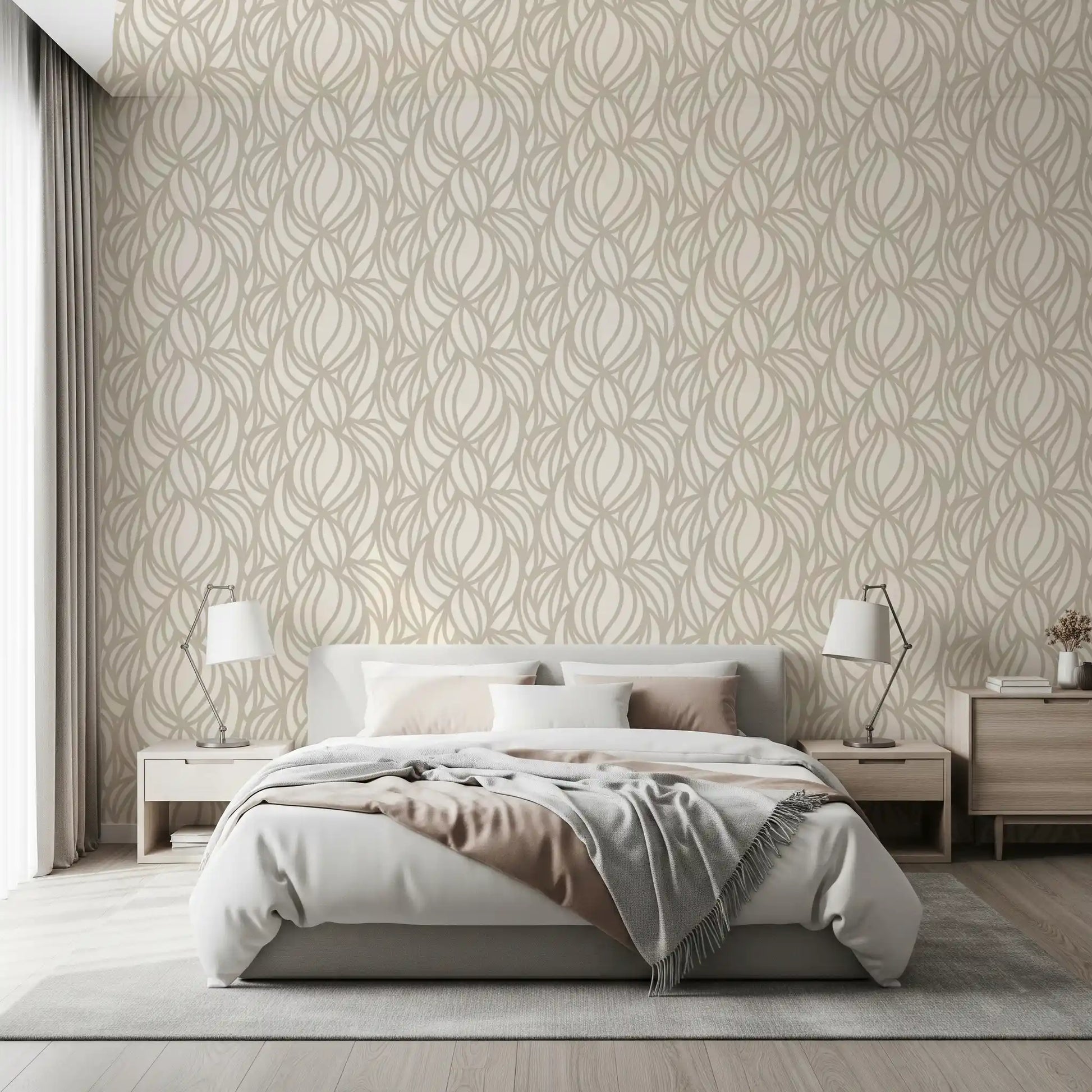 Cream Swirl Geometric Wallpaper⁠