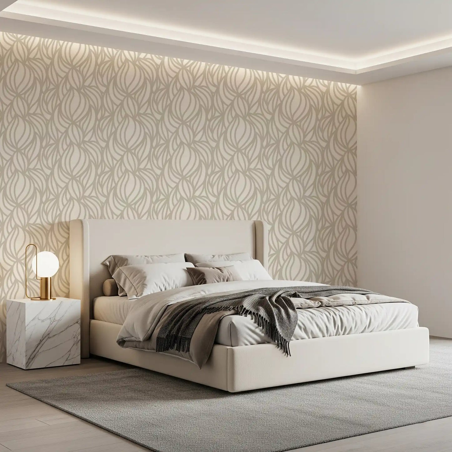 Cream Swirl Geometric Wallpaper⁠